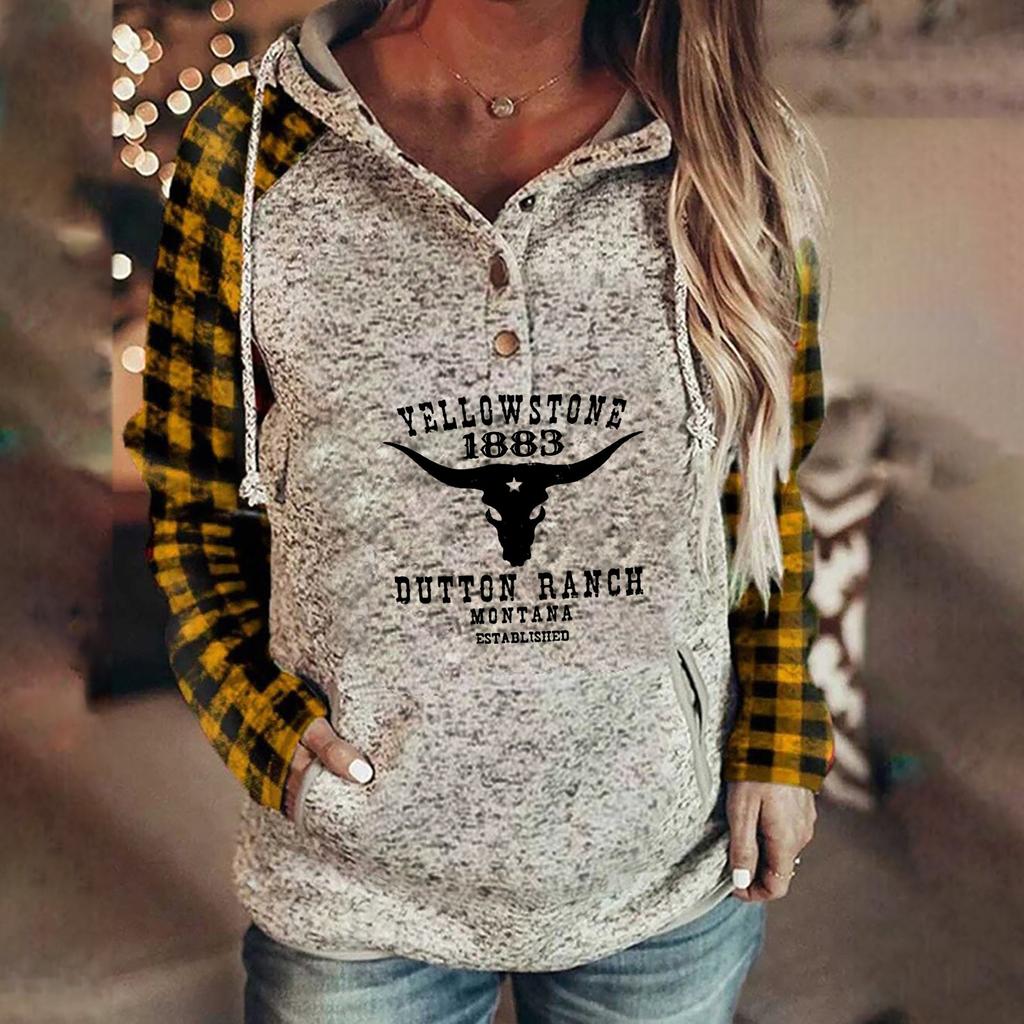 Damska bluza casualowa z nadrukiem, z okrągłym dekoltem i długim rękawem