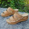 Flip-flops with Wedge Heels Fish-mouth Thick-soled Large-sized Shoes and Embroidered Flip-flops