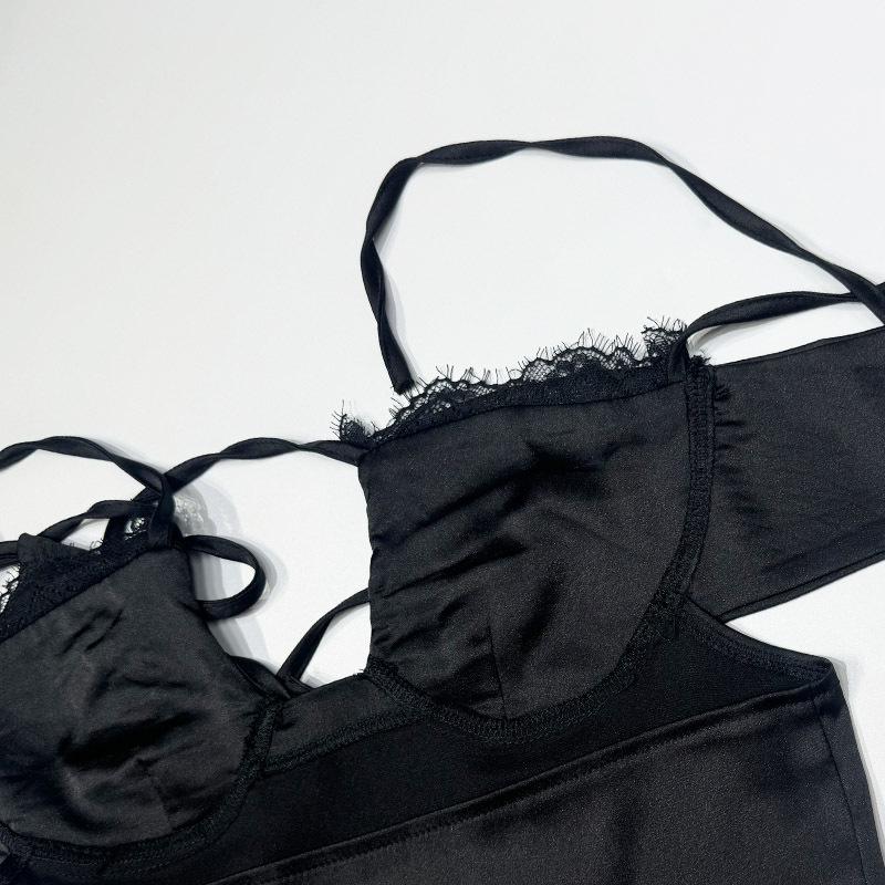 2024 Sexy krajkové šaty s V-výstřihem na ramínka bez zad - Evropský a americký styl