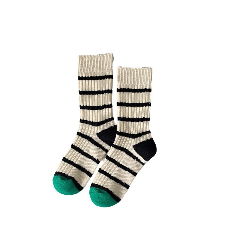Socks Thick Needle Thick Thread Contrasting Striped Socks Retro Medium Tube Socks Shark Pants Socks