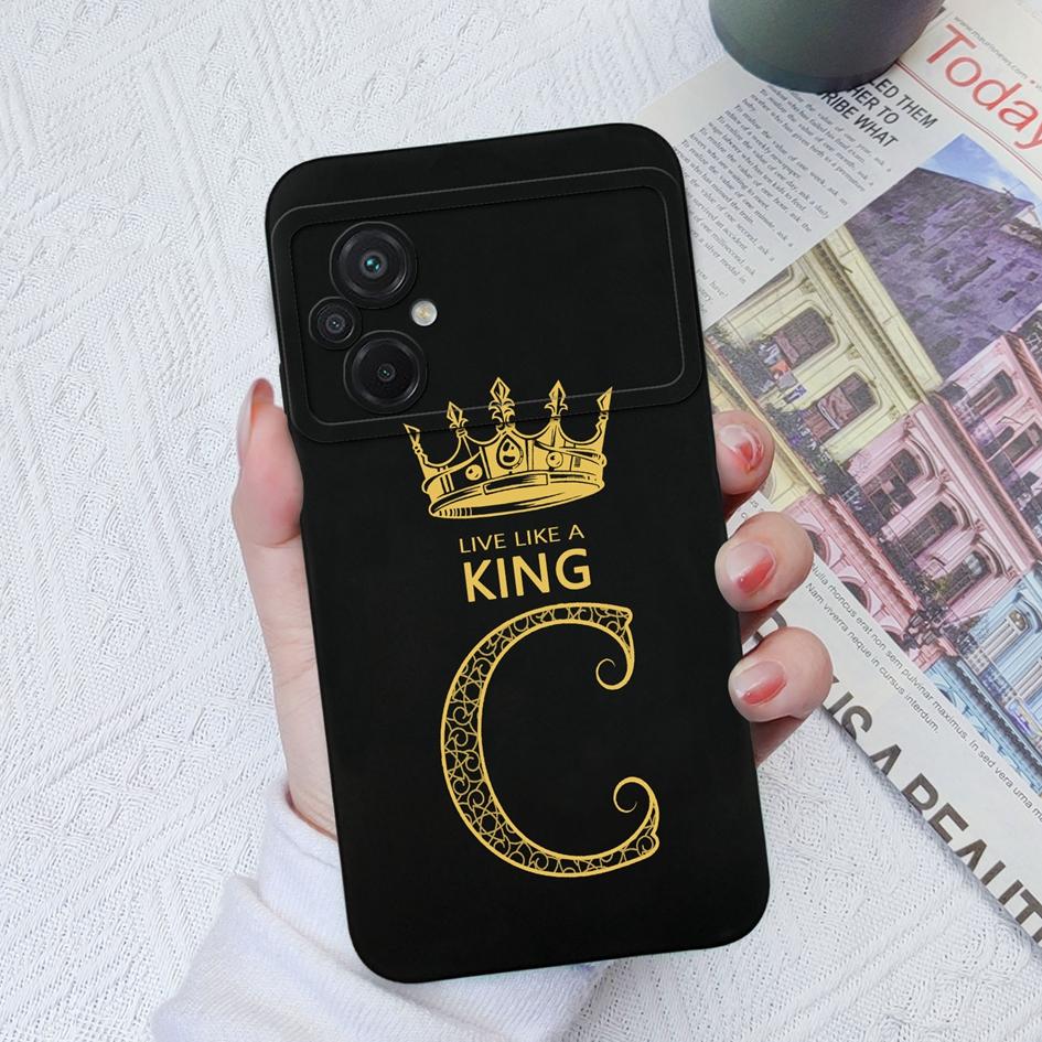 Case For Xiaomi Poco C40 C50 C55 F3 F4 F5 Pro M2 M3 Pro Luxury Phone Bag Crown Letters Soft Silicone Shockproof Matte Square Cover For Xiaomi Bumper
