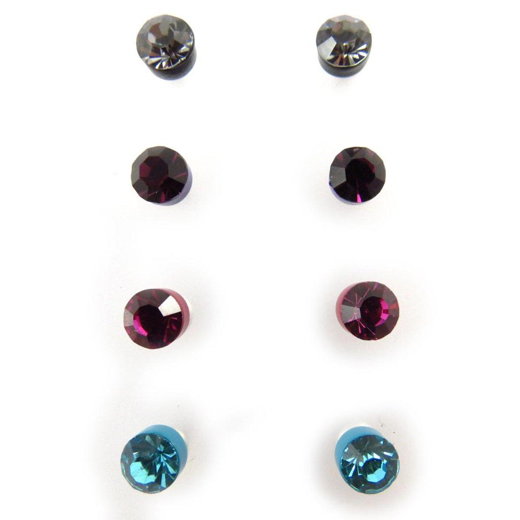 Les Trésors De Lily [J6252] - 4 Pairs of Tutti Frutti 'Crystal' Earrings