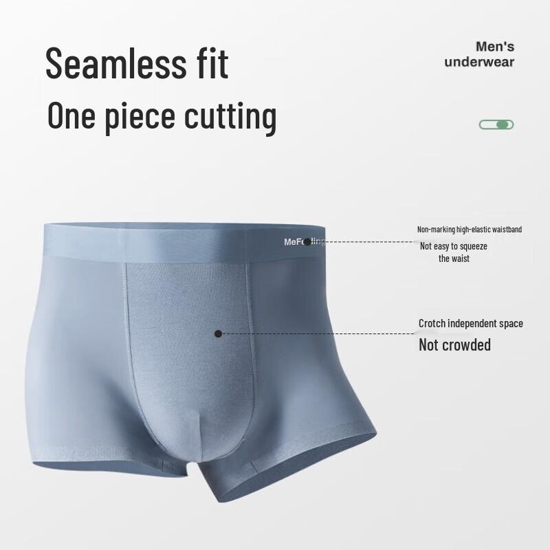 ME FEELING Men's 50S Modal 7A Antibacterial Seamless Boxer Briefs 3-Pack