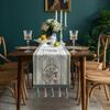 Modern Minimalist Chenille Table Runner With Tassel Trim Dining Decor Christmas Holiday Home Dcor