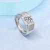 925 Sterling Silver Rings for Men Shining Crystal Adjustable Size Fashion Gifts Engagement Wedding High Quality Jewelry