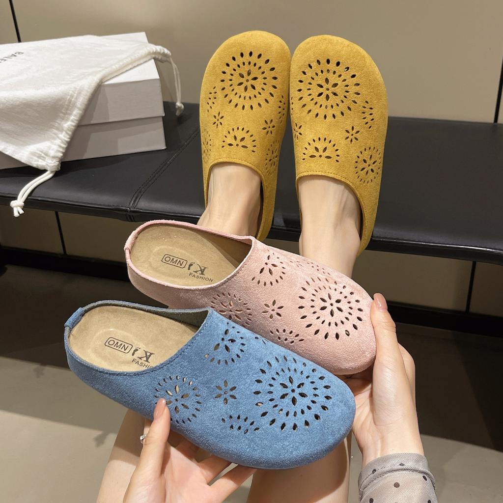 Hollow bag head half slippers women's summer 2025 Boken new outer wear thick-soled casual cool slippers versatile soft bottom