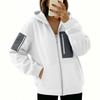Women's Full-Zip Hooded Patchwork Sweatshirt Jacket for Casual Everyday Wear