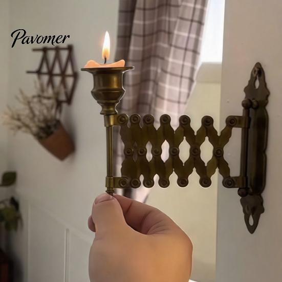 Minimalist Candle Wall Sconce Extending Taper Holder, Vintage Mounted Adjustable Metal Stand Candlestick for Home Living Room Bedroom Decor Corrosion