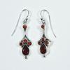 Vintage Garnet Dangle Earrings: Handmade Oxidized 925 Sterling Silver