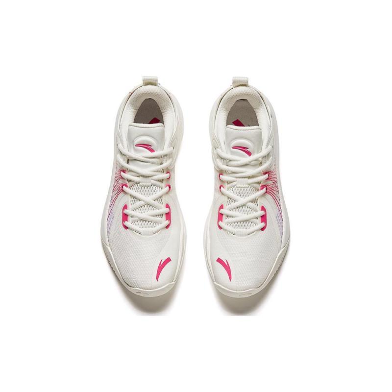 Anta Cushioned Slip-Resistant Low-Top Basketball Shoes Men's White Pink Sneakers 112421607-1