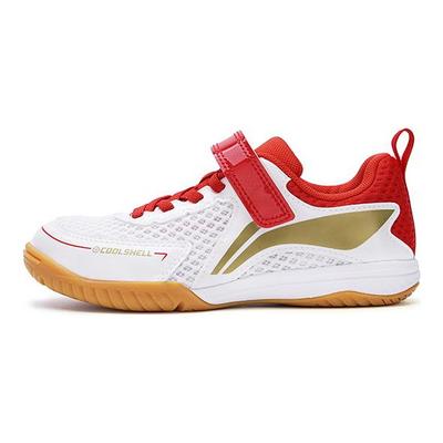 Li Ning Table Tennis Series Sports Comfortable Training Shoes Kids Sneakers White Flame-Red Bright-Gold APPV019-4