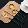 30Pcs Dinnerware Set Stainless Steel Flatware Matte Gold Cutlery Set Cake Fruit Fork Kitchen Knife Fork Spoon Tableware Set
