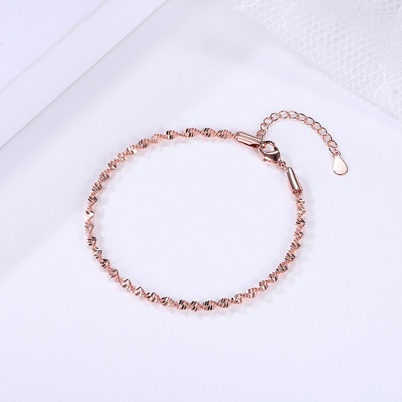 Qiaolanxuan Silver Plated Twisted Caterpillar Wave Bracelet - Women's Korean Fashion Jewelry