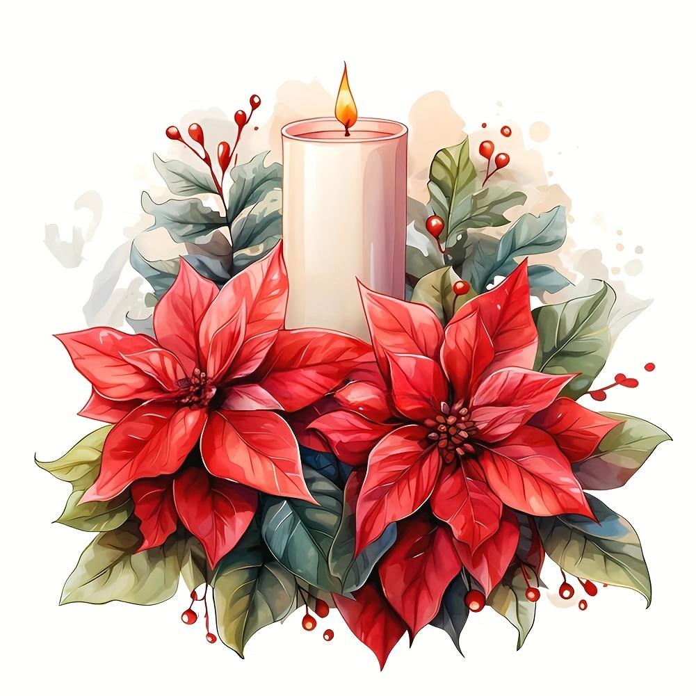 Custom 5D DIY Christmas Decor Diamond Painting Round Drill Candle Flower  Full Acrylic Home Decor Diamond Painting Kit