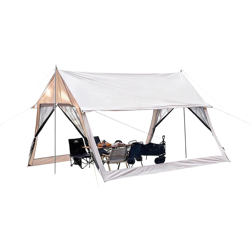 8-12 Person Portable Outdoor Mesh Canopy Tent with Mosquito Net, Sun & Rain Protection for Camping and Beach.
