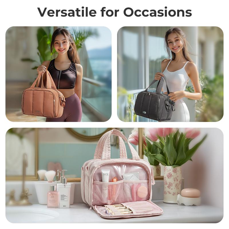 BAGSMART Wasserdichte Kulturtasche Für Frauen Reise-Make-up-Organizer Mit Fächern Leicht Tragbar Kosmetik-Sporttasche