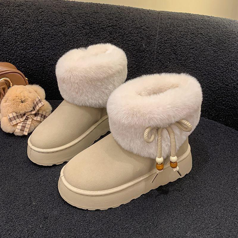 2025 Autumn and Winter New Mao Mao Snow Boots Women's Short Tube Cute Muffin Thick Bottom Piled Thickened Warm Short Tube Boots