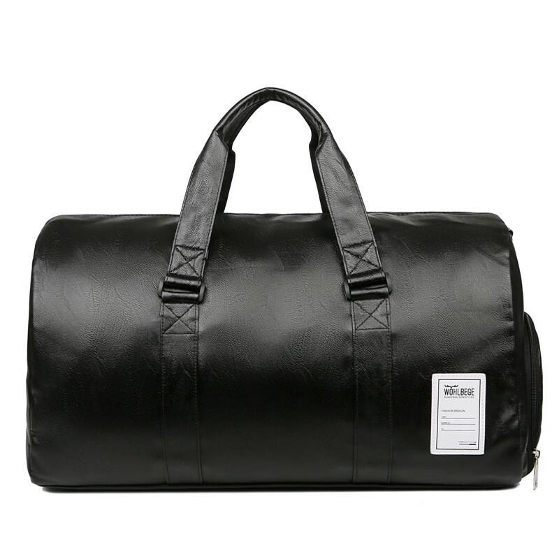 LIDU Men s PU Leather Waterproof Travel Bag 36L
