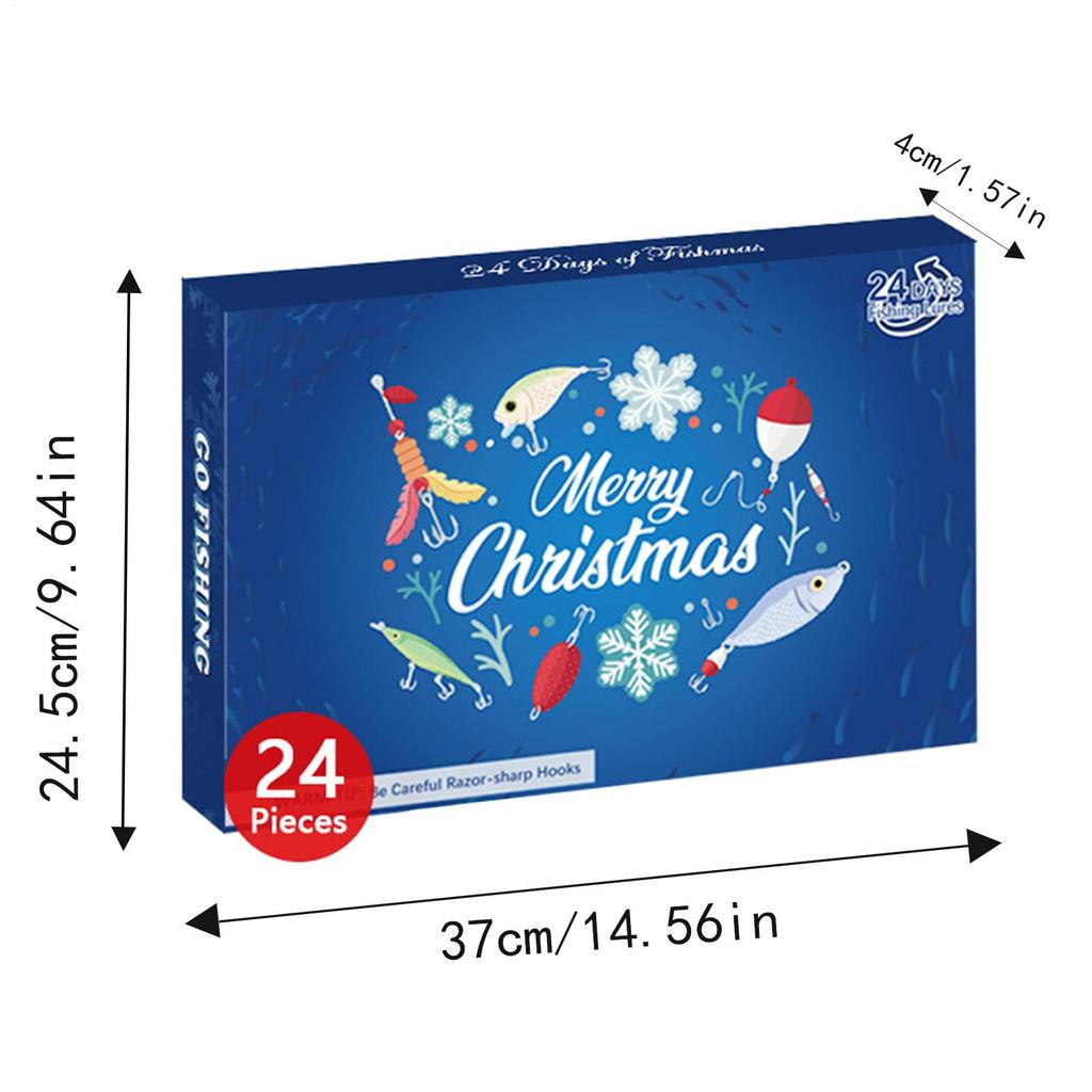 Fishing Advent Calendar, Christmas Fishing Fishhook Advent Calendar, Calendar Fishing Christmas Countdown 24 Days Fishing Lures