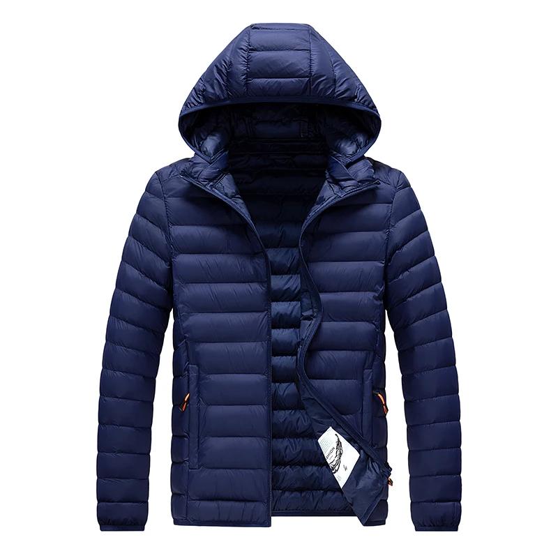 Herbst Winter Herren Leichte Daunenjacke Mode Mit Kapuze Kurze Große Ultradünne Leichte Jugend Slim Coat Daunenjacken