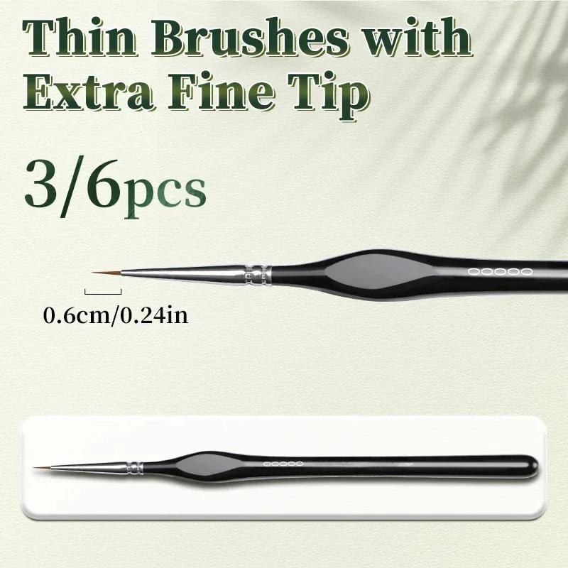 Fine Tip Paint Brush Set -Nylon Hair Extra Fine Detail Brushes for Acrylic, Models & Miniature Painting