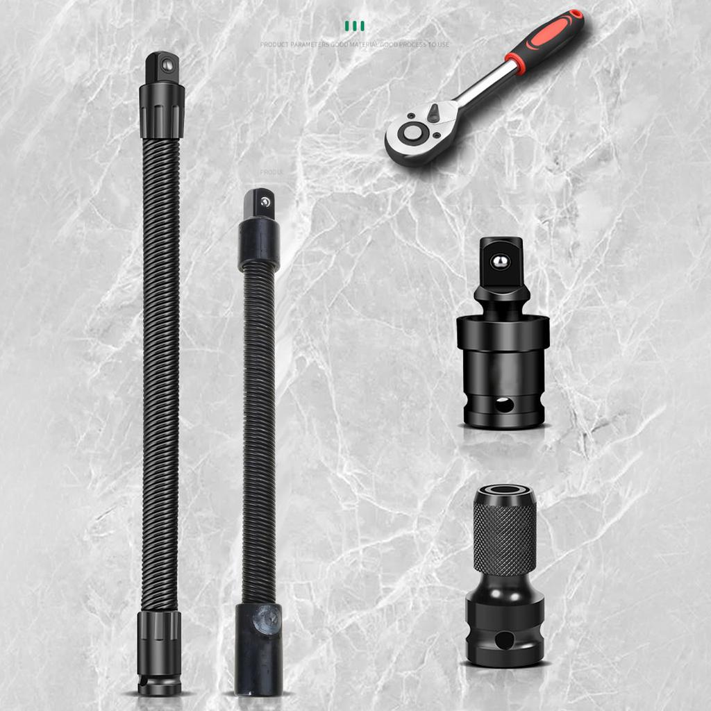 2x Electric Wrench Sleeve Socket Extension Tool Universal Rod Bendable Flexible Shaft Hose Shaft Connection Metal Link