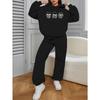 Polyester Athletic Tracksuit Sweatshirt and Relaxed Knit Pants for Gym Lounge