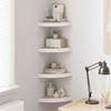 Corner Floating Shelves Set of 4 Oak & White Finish 25 x 25 x 3.8 cm MDF