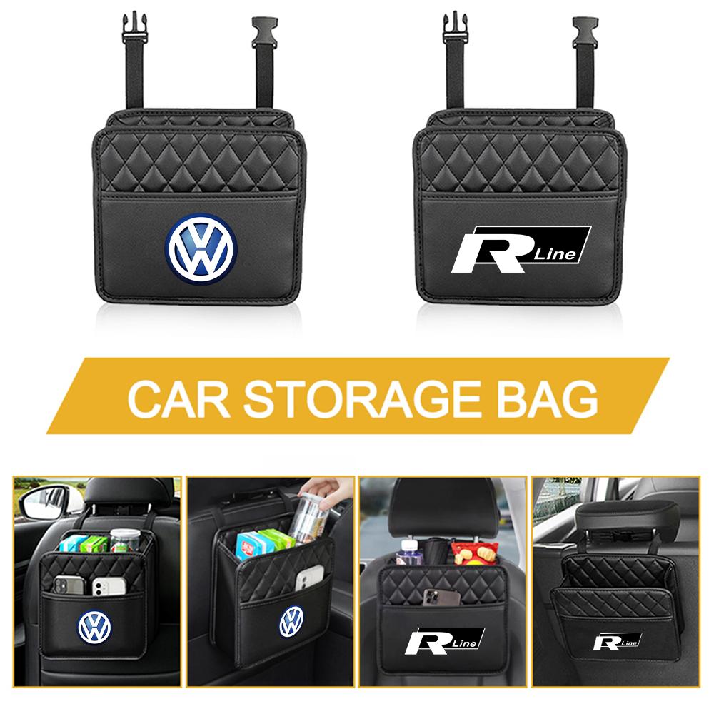 T30Multi-functional Car Seat Back Storage Box PU Leather Hanging Bag Valve Cap For Volkswagen B6 Golf 6 Motion MK4 Jetta Bora Polo