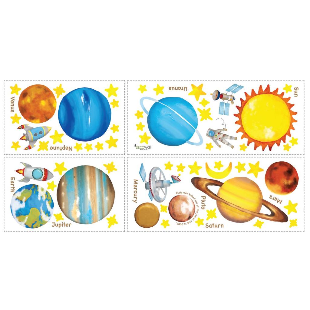 DECOWALL Space and Planets Wall Kids Wall Transfer Wall Art Bathroom Kids Wallpaper DS8-1307 (Medium) Sticker, Decor, Kindergarten, Nursery, Room,
