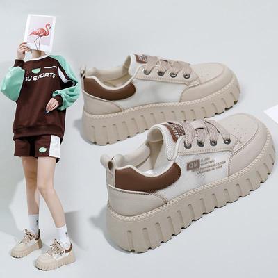 Kadın Yaz Rahat Ayakkabılar Kaymaz Moda Dantel Up Tıknaz Platformu Spor Ayakkabı Örgü Nefes Yürüyüş Ayakkabısı PU Deri Spor Koşu Ayakkabıları Kadın