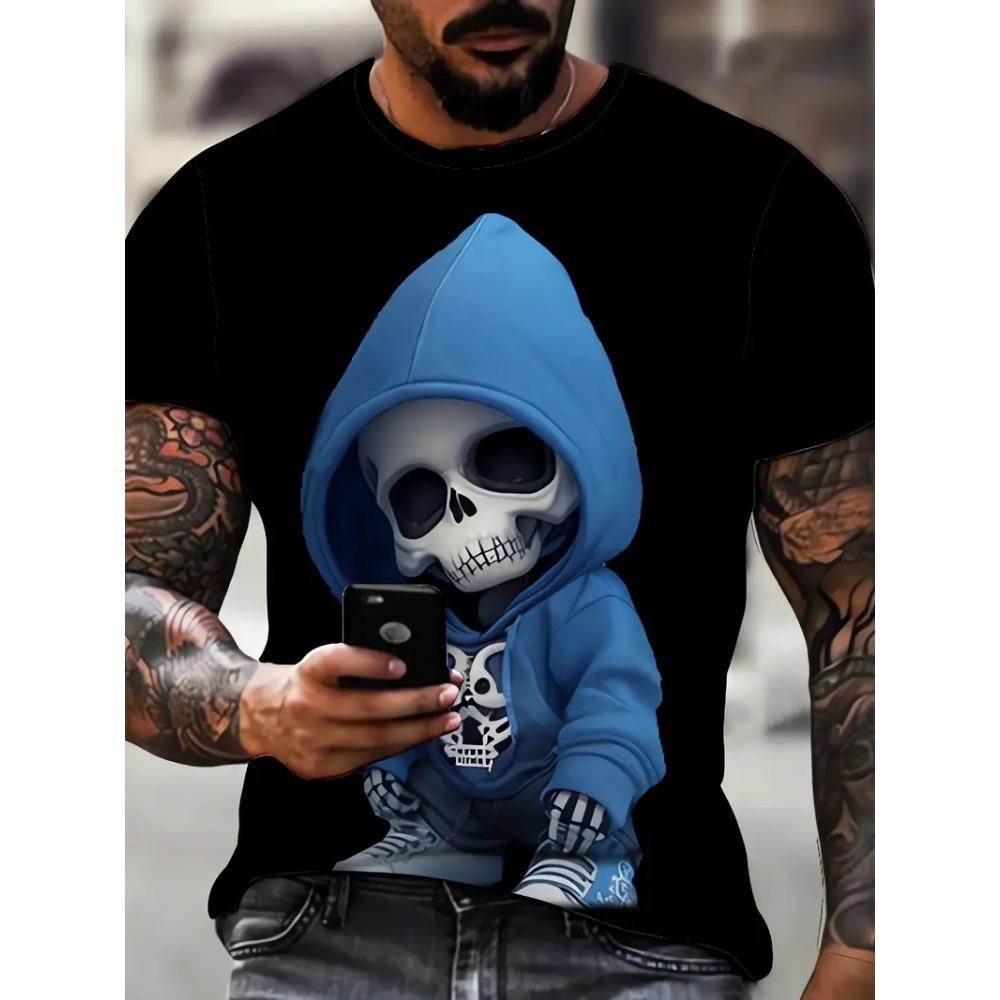 3D Bat Pattern Mysterious Totem Men's T-Shirt Summer Retro Cool Gothic Harajuku Short Sleeve Top Fashion Creative Casual Clothes