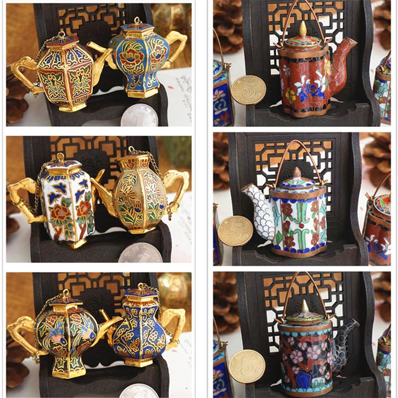 Vintage Cloisonné kleiner Topf Seltenes Antikes Kupfer Emaille Kunstwerk Heimdekoration
