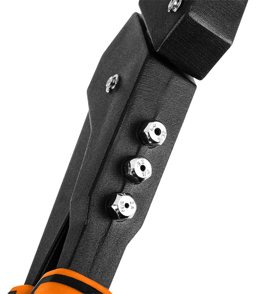 Riveter for steel and aluminum rivets 2.4/3.2/4.0/4.8 mm, multi-position