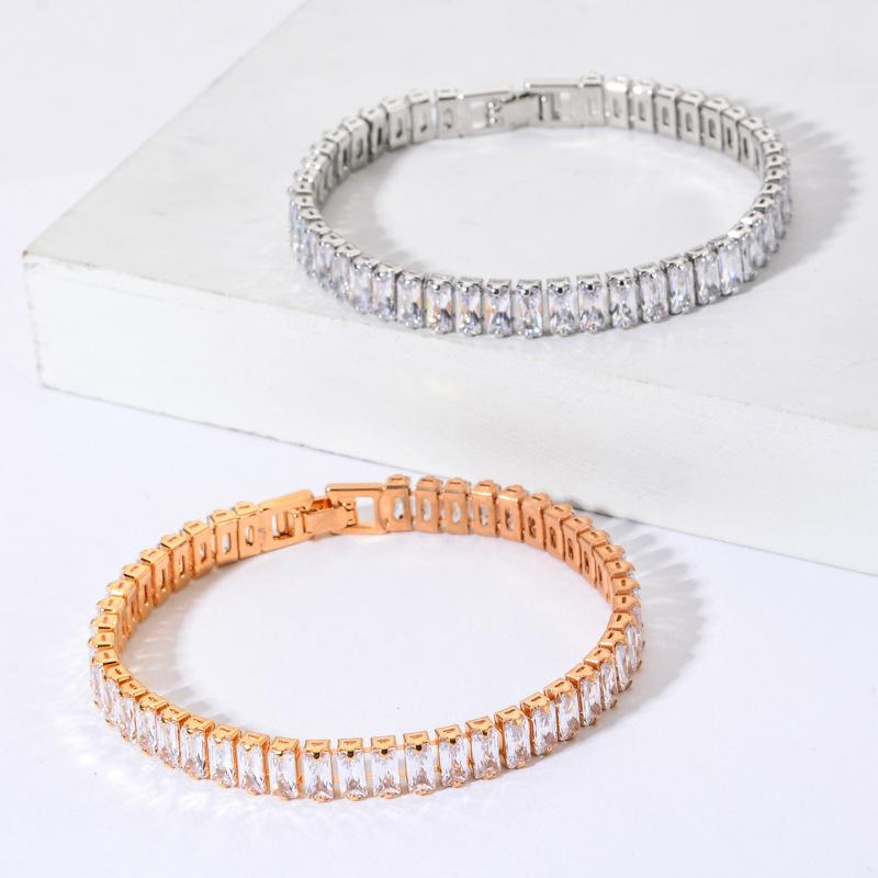 Fashion Jewelry Simple Rectangular Zircon Bracelet, Bracelet