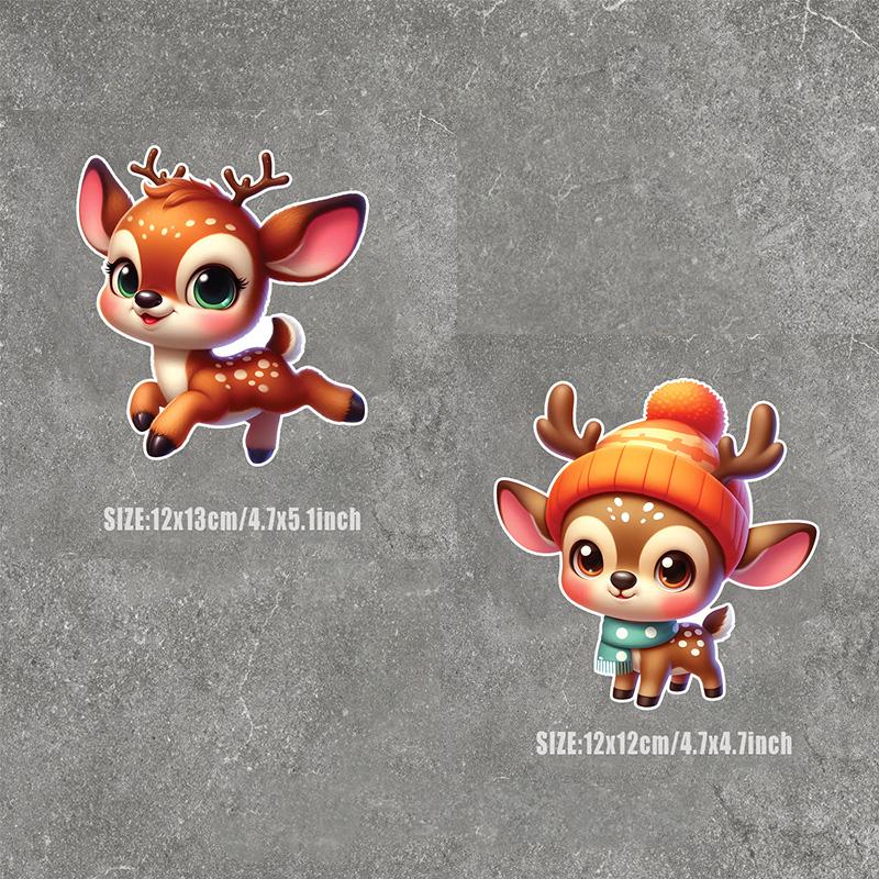 Lovely Cartoon Sika Deer Car Stickers Scratch Blocking Self-Adhesive Waterproof Decal, Used for Car, Laptop, Motorcycle, Van, RV