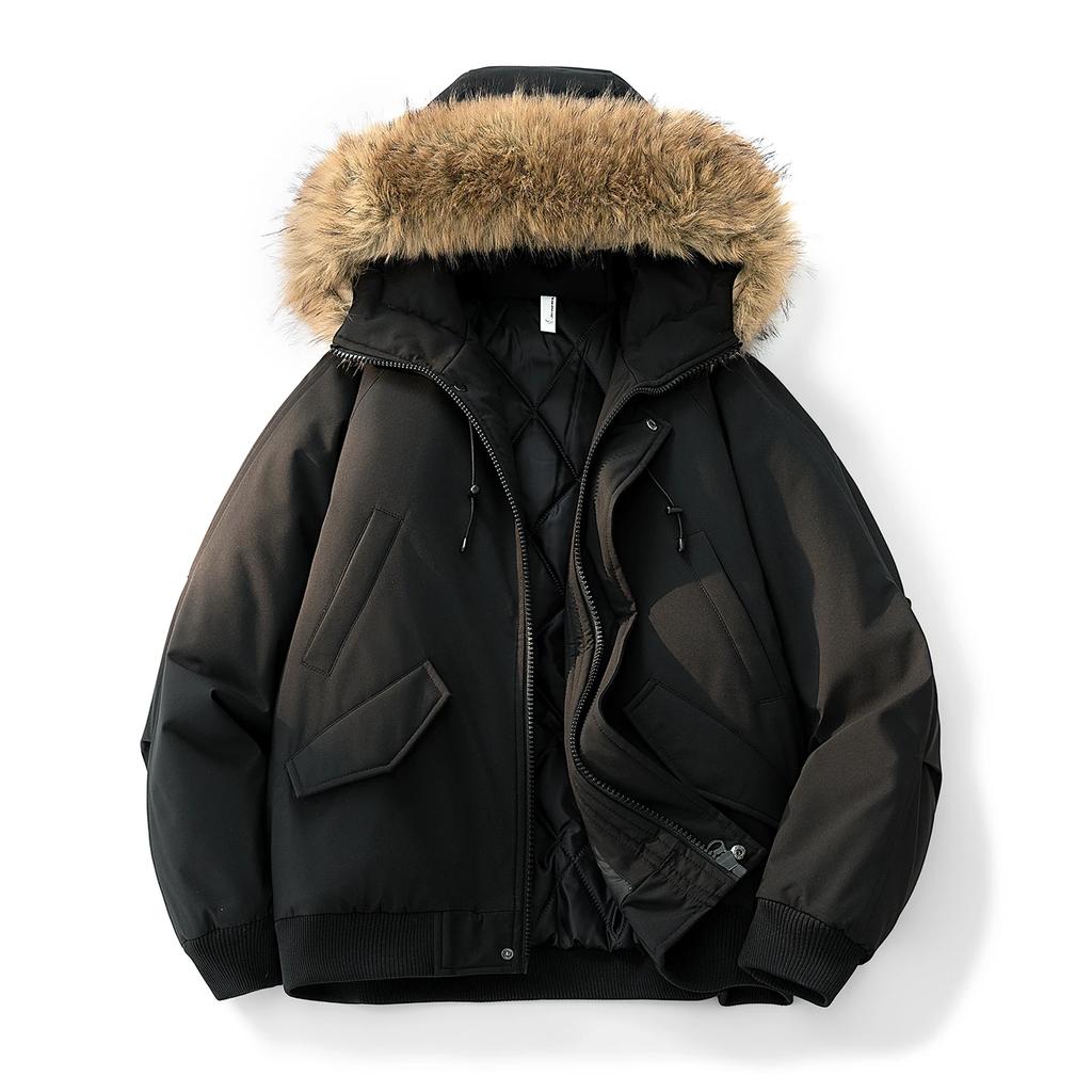 Men Winter Thick Cotton Padded Coat Men Hooded Parka Detachable Faux Fur Collar Jackets Men Casual Warm Windproof Outerwear
