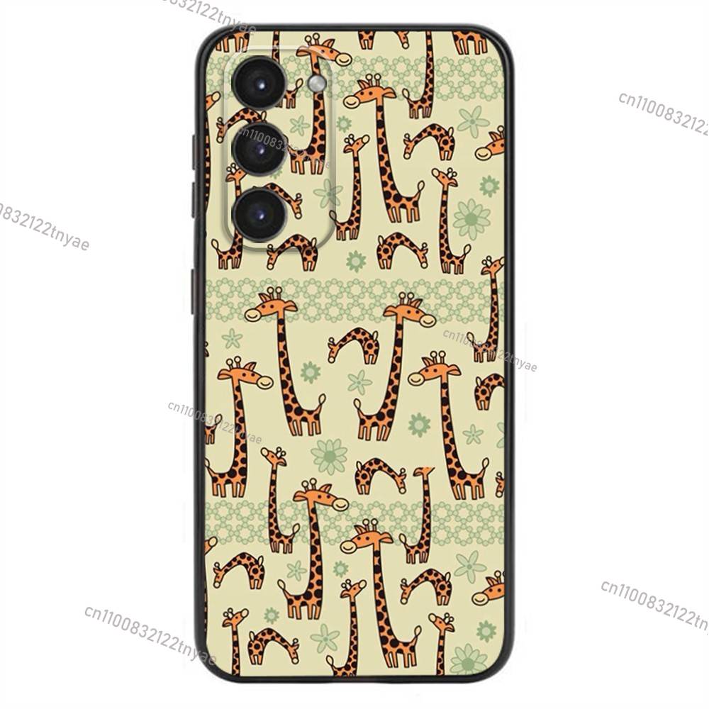 Striped Background Giraffe Phone Case For Samsung Galaxy A20,21s,22,31,32,52,53,72,73,80,91 Soft Liquid Silicone Black Cover
