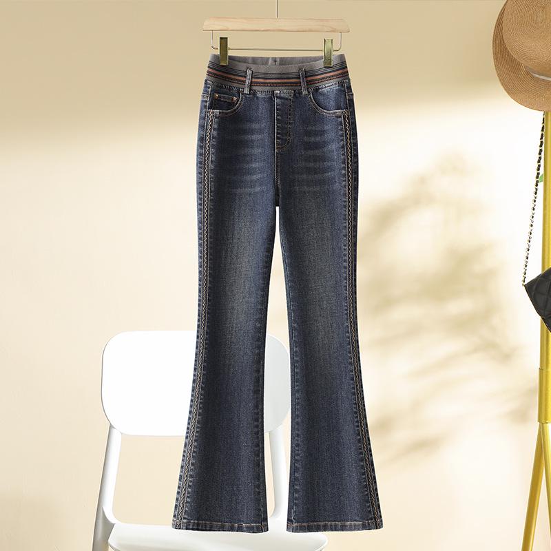 

2024 Women s Autumn/Winter Retro Micro-Flared Jeans for Pear-Shaped Figure 30 синий