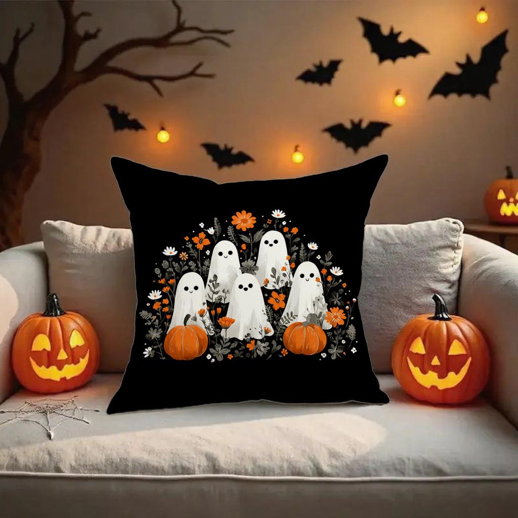 Halloween-themed Pumpkin & Ghost PillowsSuitable for Sofa Car Bedroom Decorative Cushion Cover Pillow Cover
