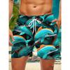 3d Seafood Print Men's Swimsuit Japanese Fish Hawaiian Shorts Men Summer Swim Shorts Drawstring Casual Shorts