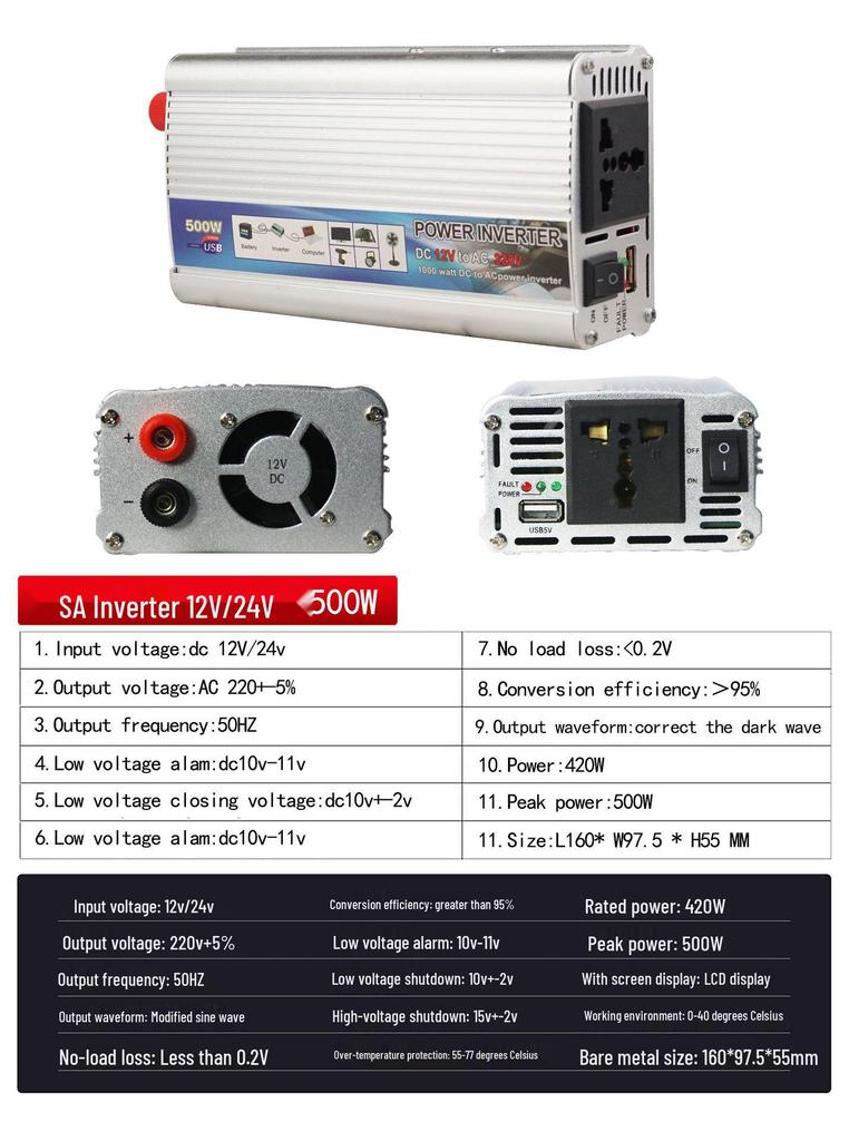 Invertor Auto Multi-Watt 12V/24V la 220V - Convertor 1000W/1500W/2000W