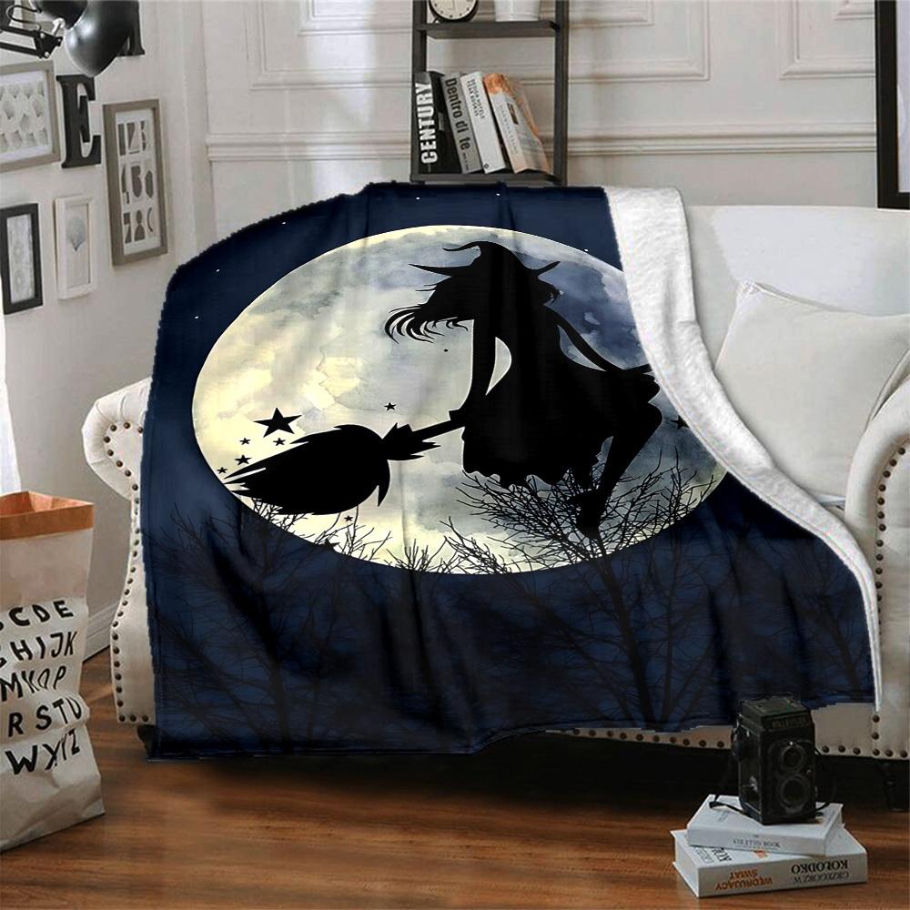 1pc Moon Witch Blanket, Lightweight Flannel Throw Blanket for Sofa, Bed, Travel, Camping, Living Room, Office, Couch050