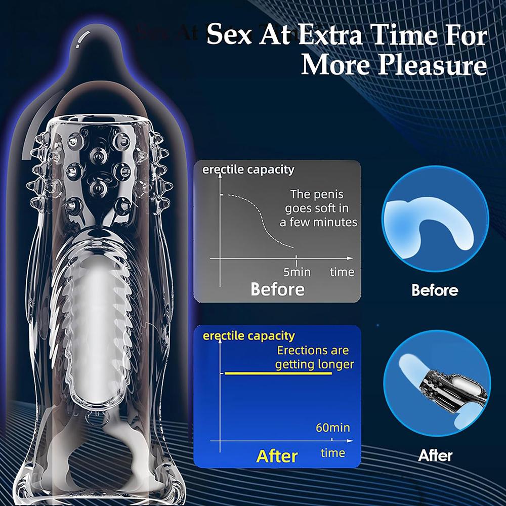 Penis Sleeve Enlargement Vibrator Male Enlargement Delay Sex Toys For Men Adult Delay Ejaculation Cock Ring Vibrators Condom 18+