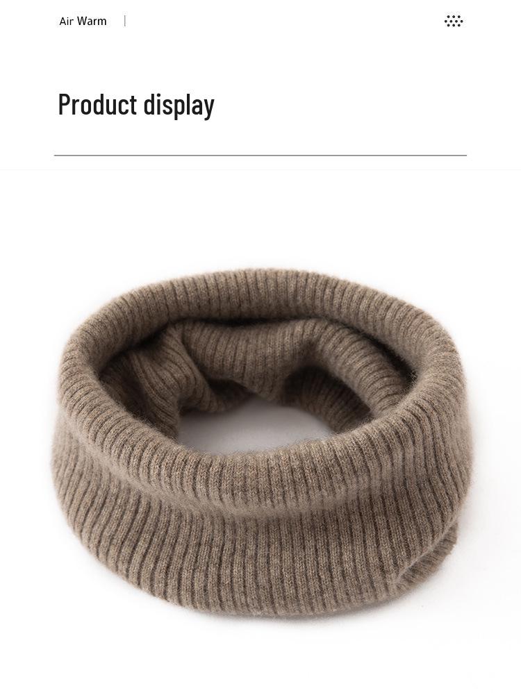 Women's 100% Pure Cashmere Neck Warmer - Versatile Solid Color Pull-On Knit Scarf