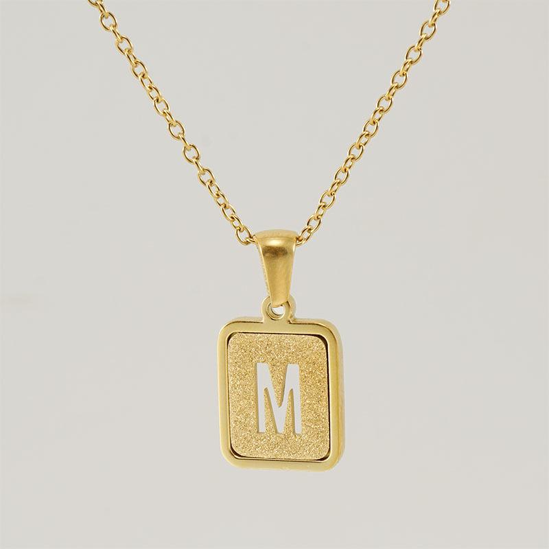 26-Letter Gold Sand Pendant Necklace for Women: Summer Collection, European/American Style, Titanium Steel, and 18K Stainless Steel Clavicle Chain.
