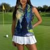 Women's Sleeveless Golf Shirt with Zipper and Halloween Print for Casual Sports Wear