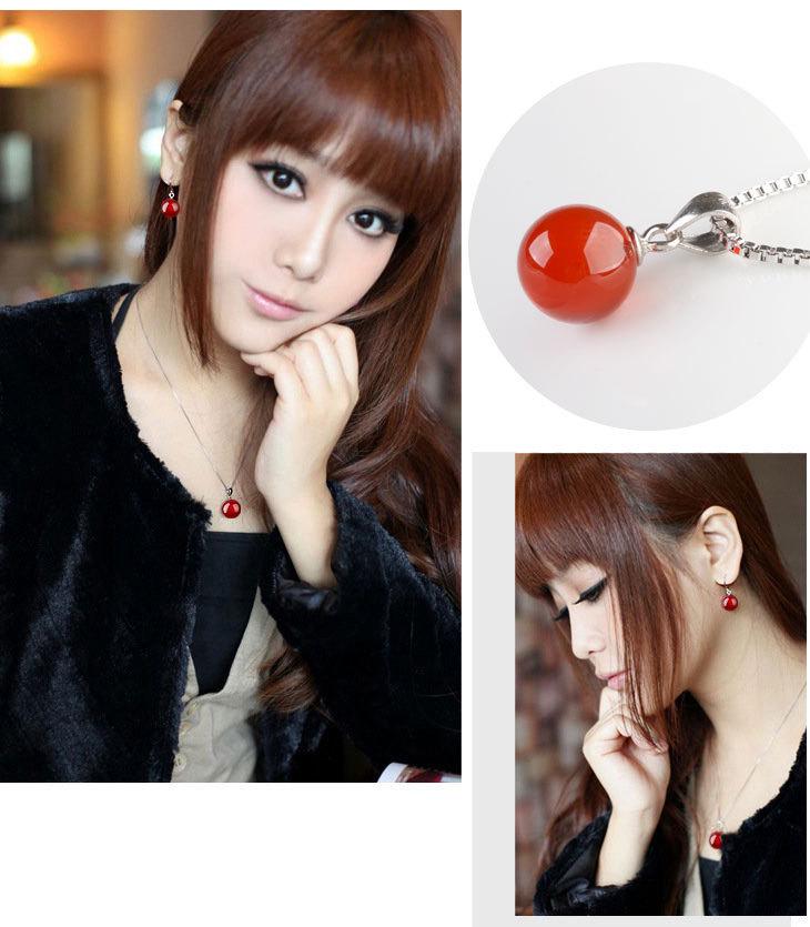 Sterling Silver Agate Pendant Necklace - Fashionable Simple Gift for Girlfriend, Christmas Luxury Jewelry Clavicle Chain