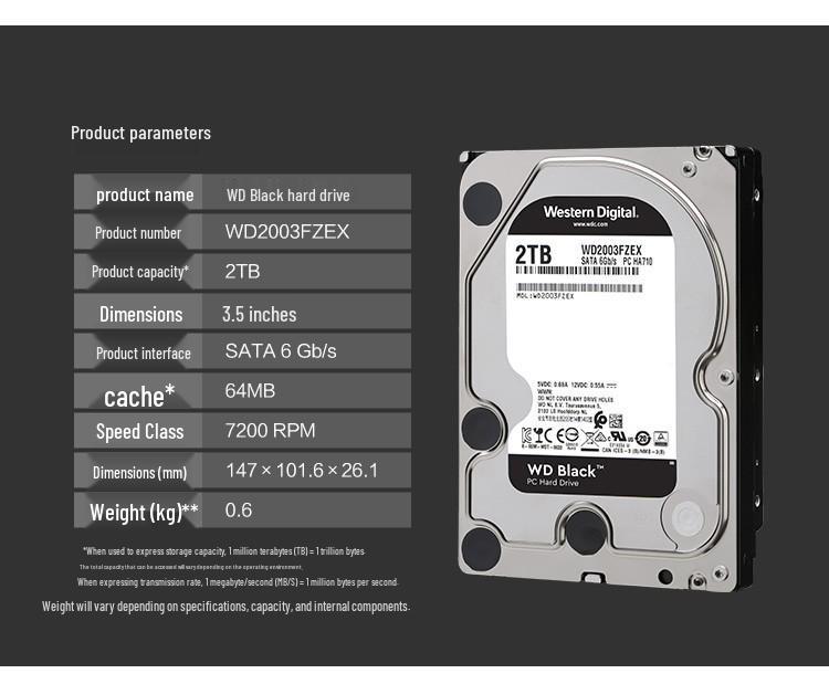 

WD Black 4 ТБ CMR 7200 об/мин SATA Корпоративный жесткий диск для игр/настольного ПК