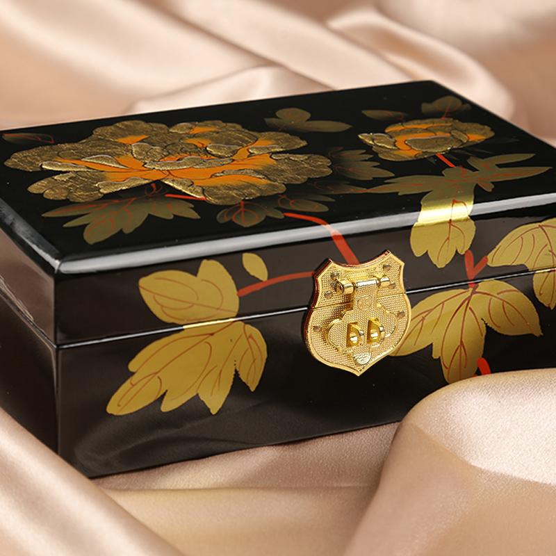 Pingyao Lacquer Jewelry Box Chinese Elegant Handcrafted Storage Case for Accessories